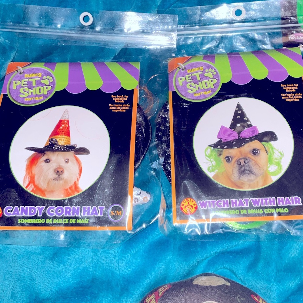 Rubie's Pet Shop Candy Corn and Witch Hat with neon color hair NEW